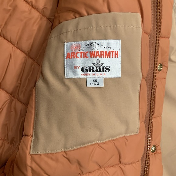 Vintage Grais Arctic Warmth Parka Jacket Mens 50R XL Tan Hooded Quilted USA Made - Picture 2 of 12